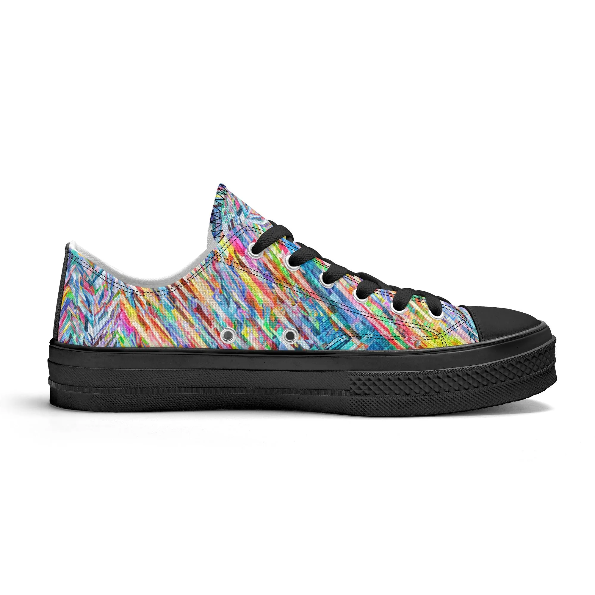 Colorful Herringbone Pattern - Womens Classic Low Top Canvas Shoes for Footwear Lovers