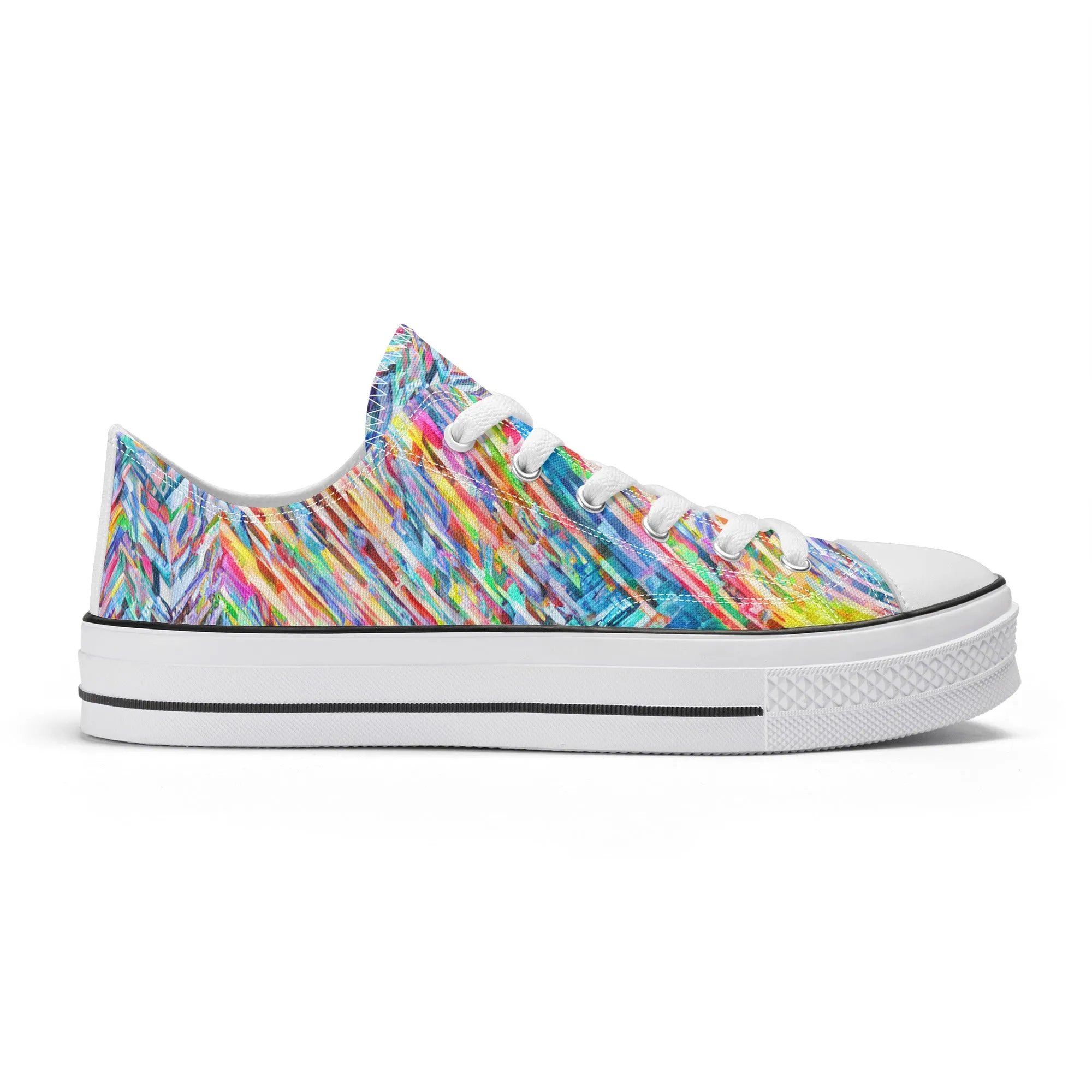 Colorful Herringbone Pattern - Womens Classic Low Top Canvas Shoes for Footwear Lovers