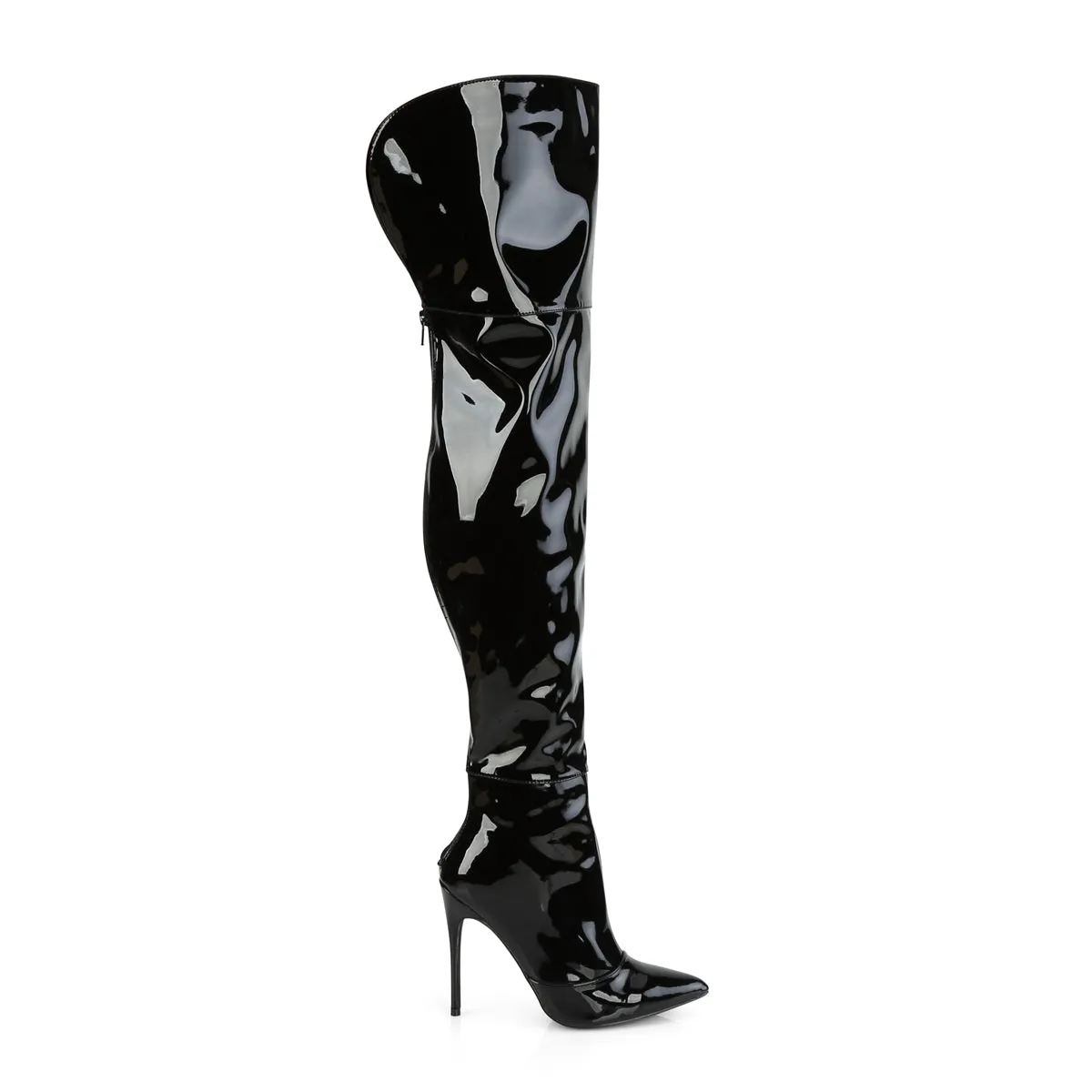 COURTLY-3012 Pleaser Shoes Black Patent Sexy Thigh High Boot