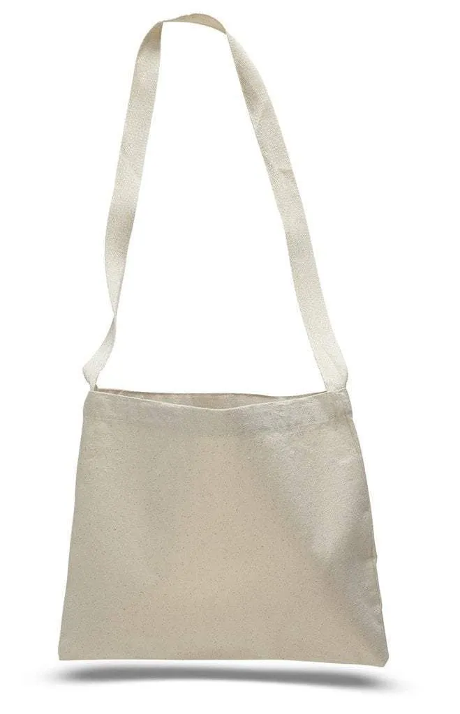 CUSTOM SMALL MESSENGER CANVAS TOTE BAG WITH LONG STRAPS