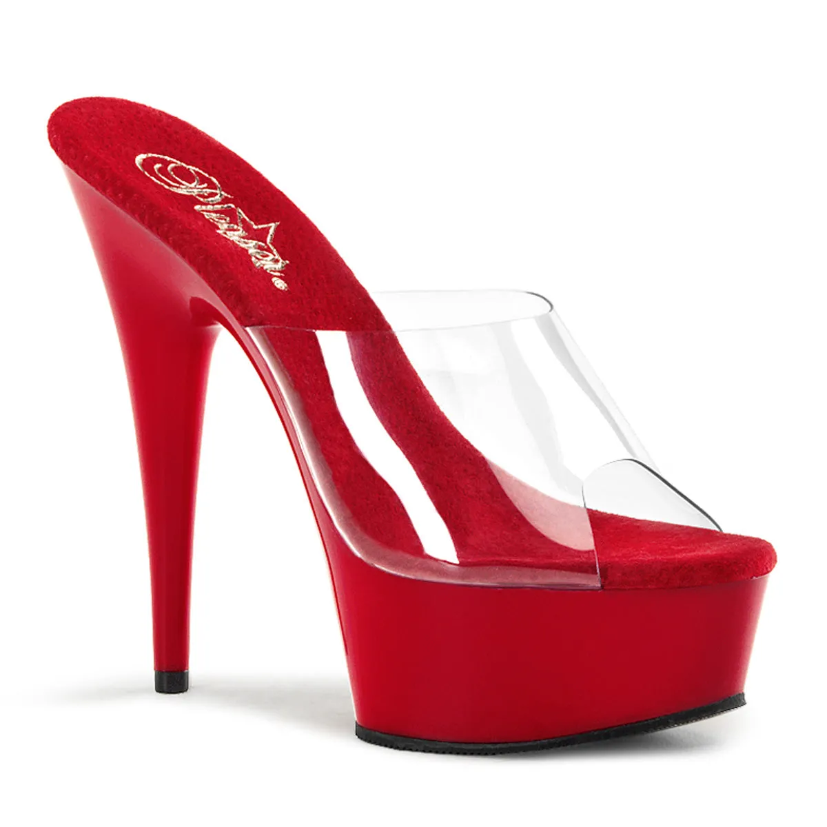 DELIGHT-601 Clear Upper Red Platform Pole Dancing Shoe