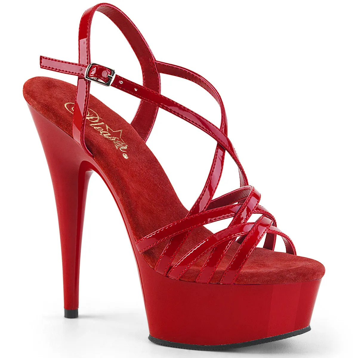 DELIGHT-613 Red Patent Strappy Platform Sandals