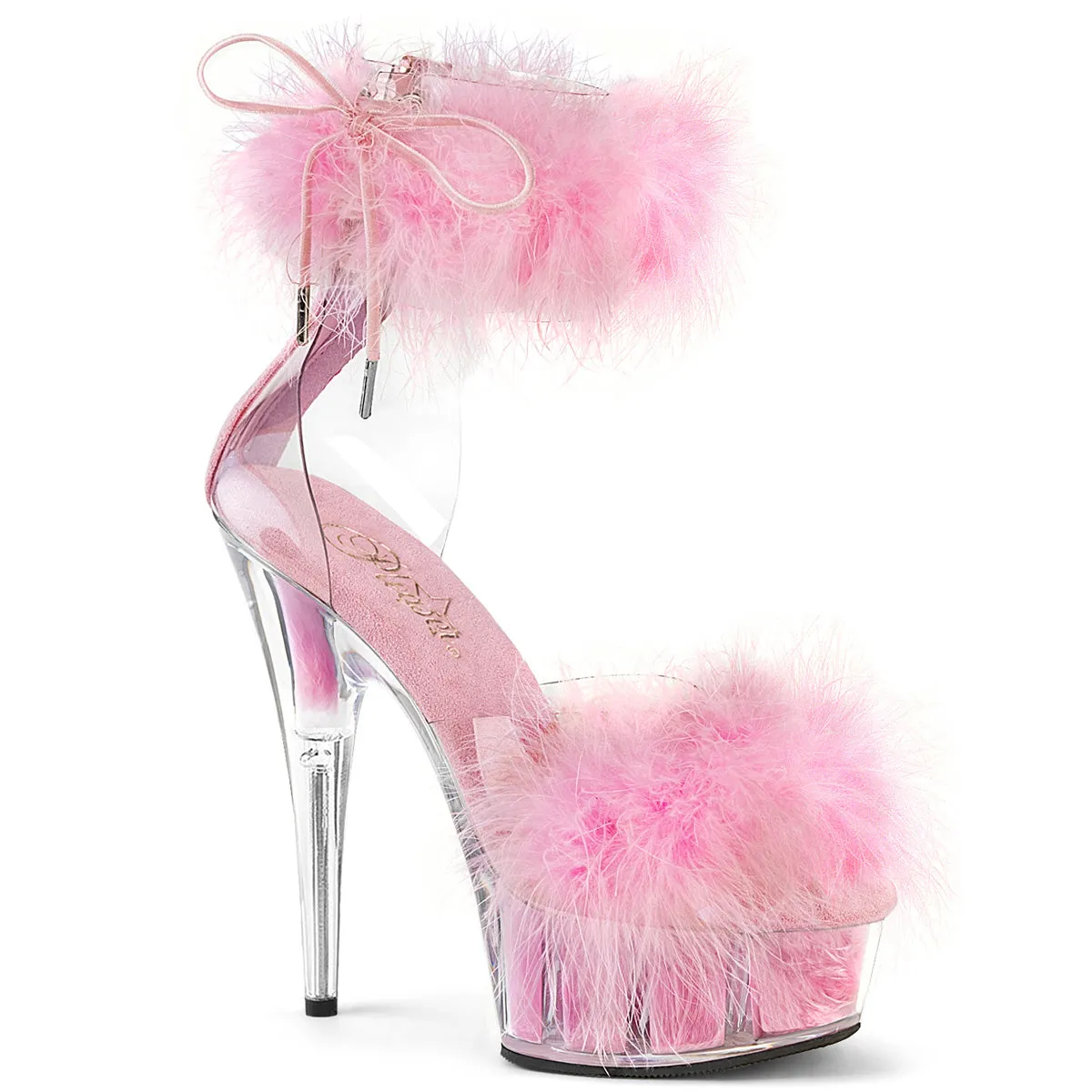 DELIGHT-624F Baby Pink Furry Sexy 6 Inch High Heels