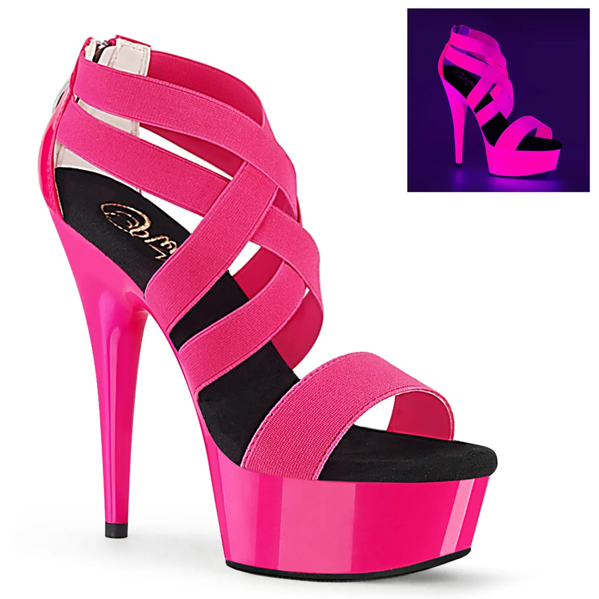 DELIGHT-669UV  Neon Hot Pink UV Reactive Stripper Shoe