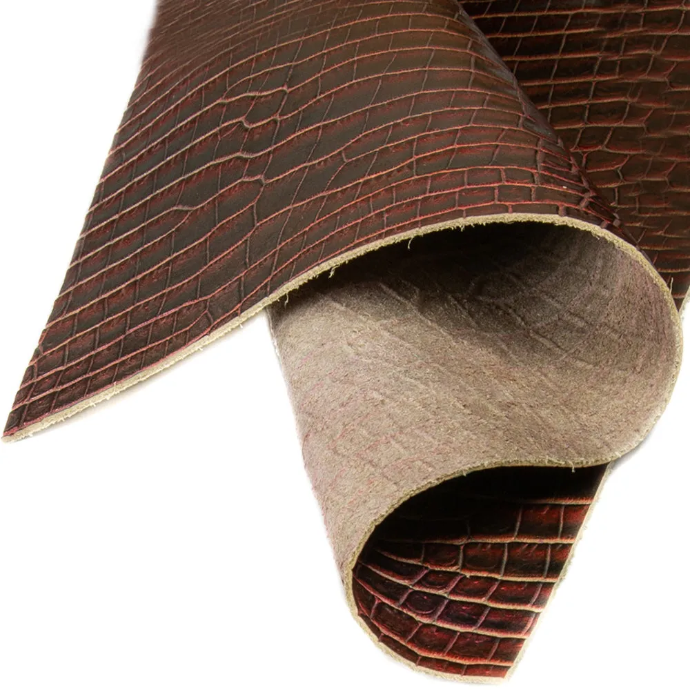 Genuine Leather Tooling and Crafting Sheets | Heavy Duty Full Grain Cowhide (1.2-1.4mm) | Little Tampa Burgundy