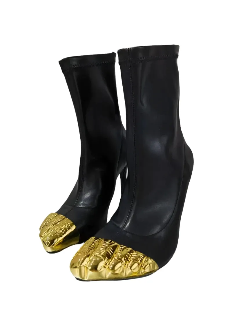 Gold Metal Toe Booties