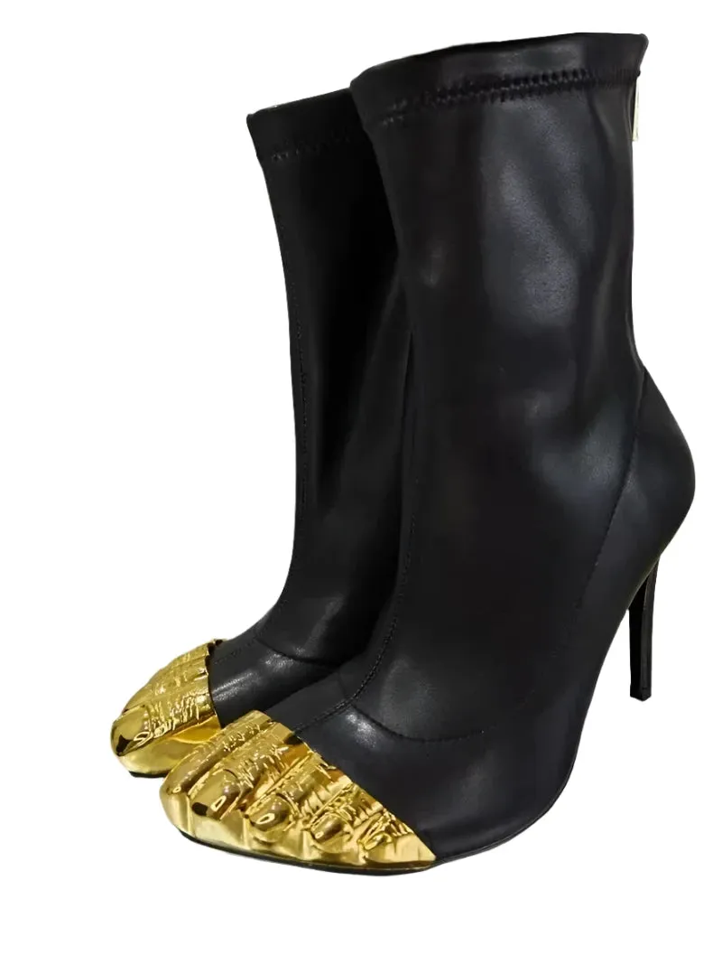 Gold Metal Toe Booties