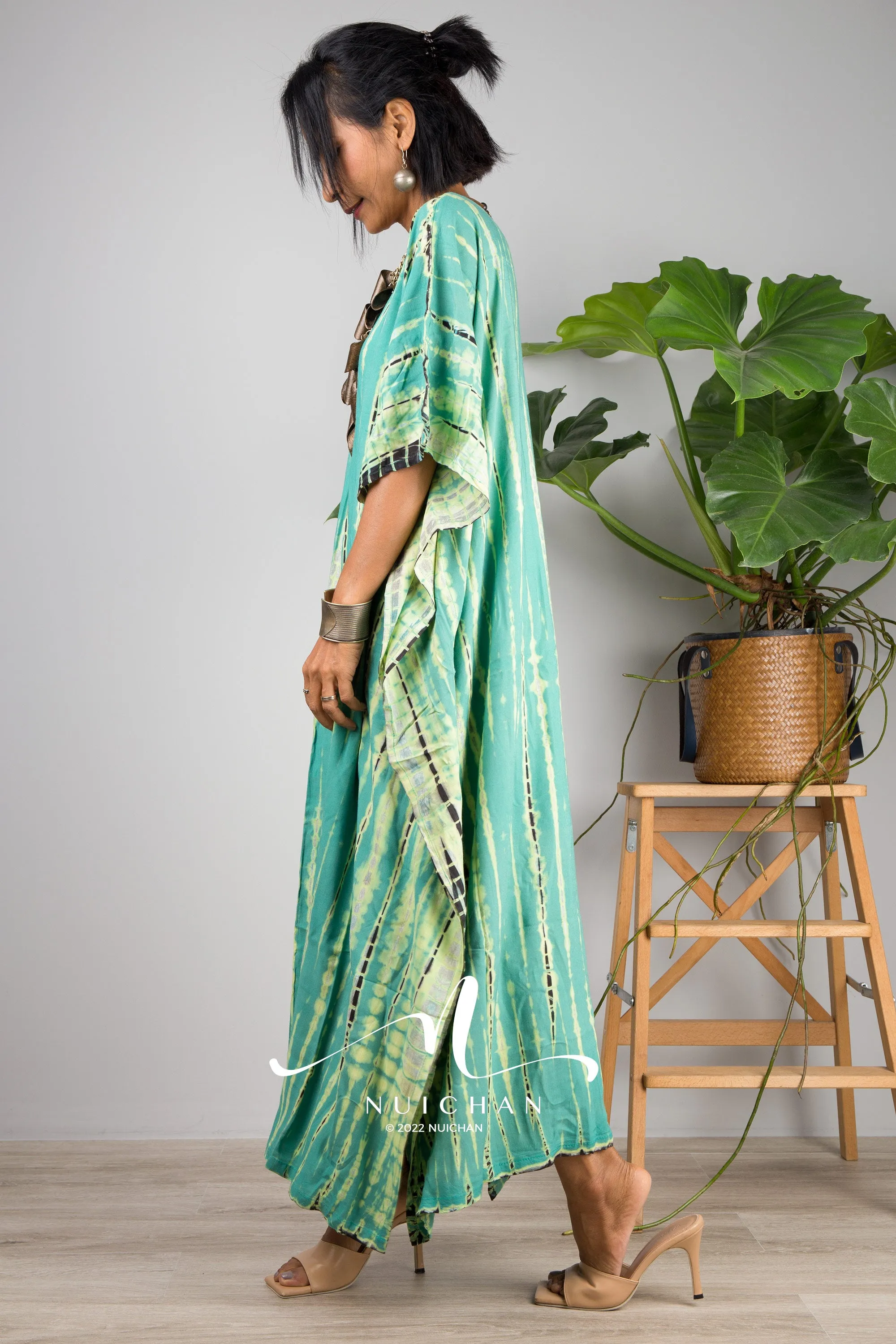 Green Tie dye kaftan