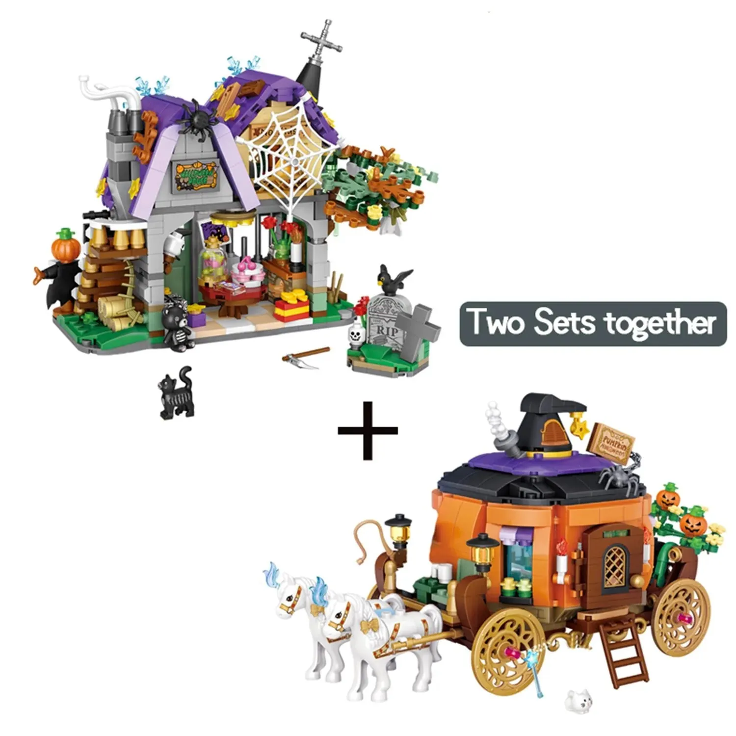 Halloween Hut & Carriage A Spooky Nano Building Block Set