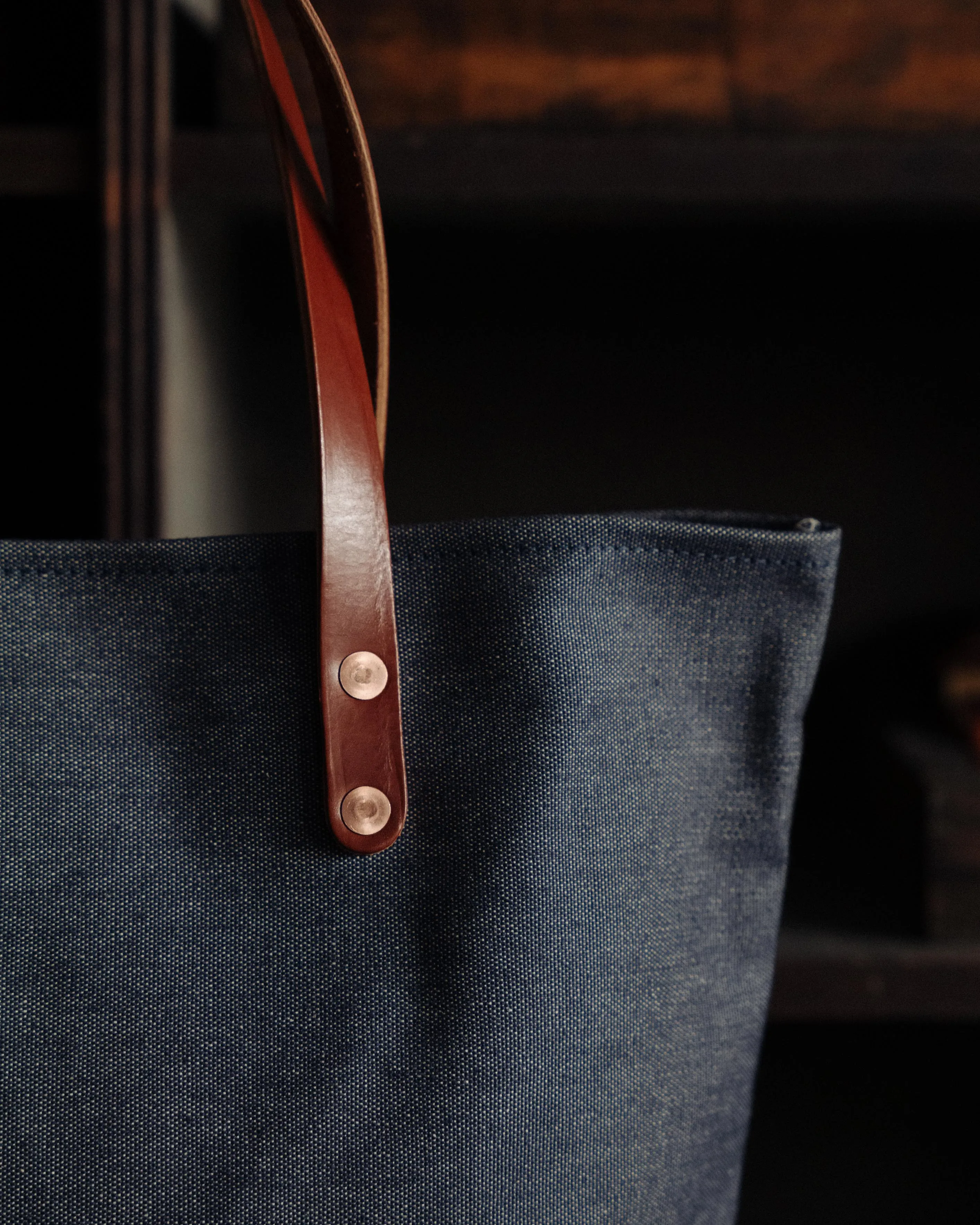 Heather Blue Canvas Panel Tote