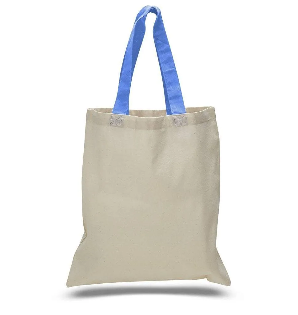 HIGH QUALITY PROMOTIONAL COLOR HANDLES TOTE BAG 100% COTTON