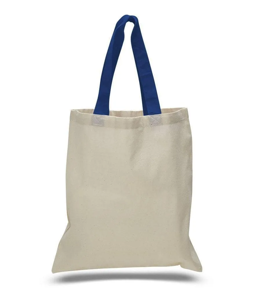 HIGH QUALITY PROMOTIONAL COLOR HANDLES TOTE BAG 100% COTTON