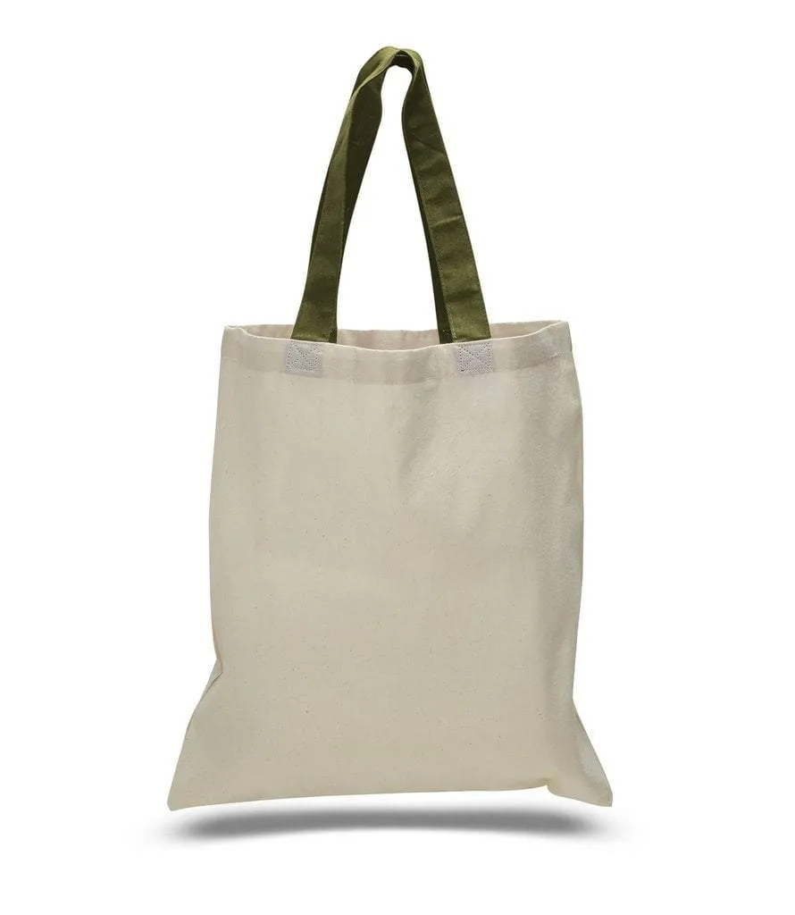 HIGH QUALITY PROMOTIONAL COLOR HANDLES TOTE BAG 100% COTTON