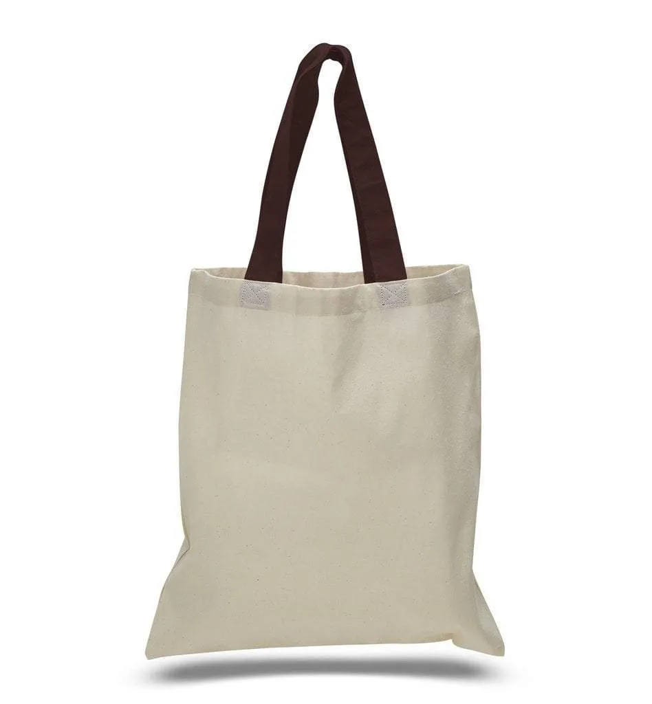 HIGH QUALITY PROMOTIONAL COLOR HANDLES TOTE BAG 100% COTTON