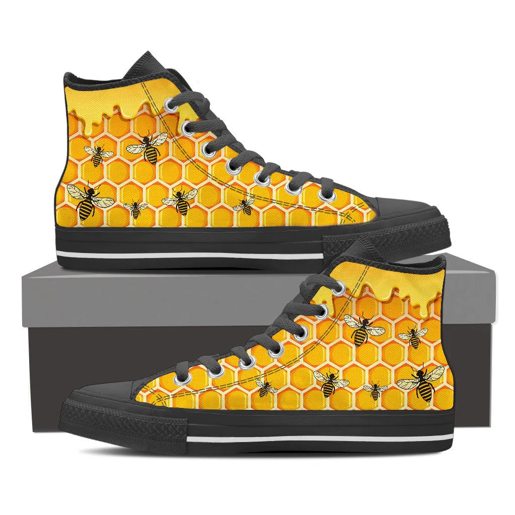 HONEY AND BEES HIGH-TOP SHOES MENS - FREE SHIPPING WORLDWIDE