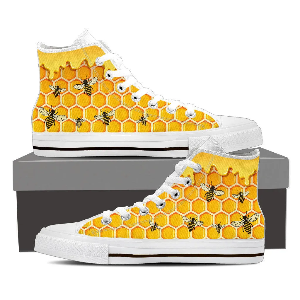 HONEY AND BEES HIGH-TOP SHOES MENS - FREE SHIPPING WORLDWIDE