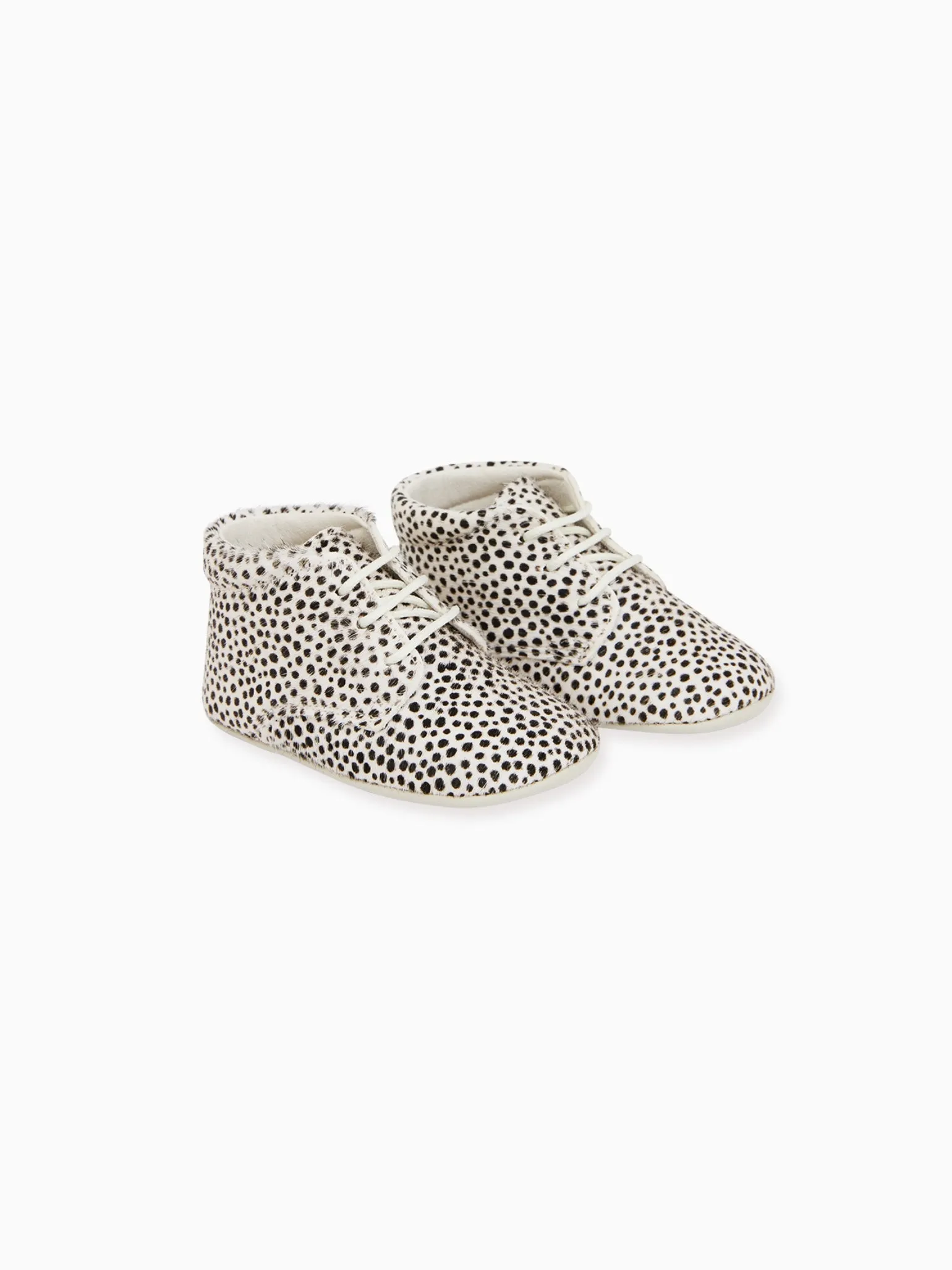 Ivory Leopard Leather Baby Booties