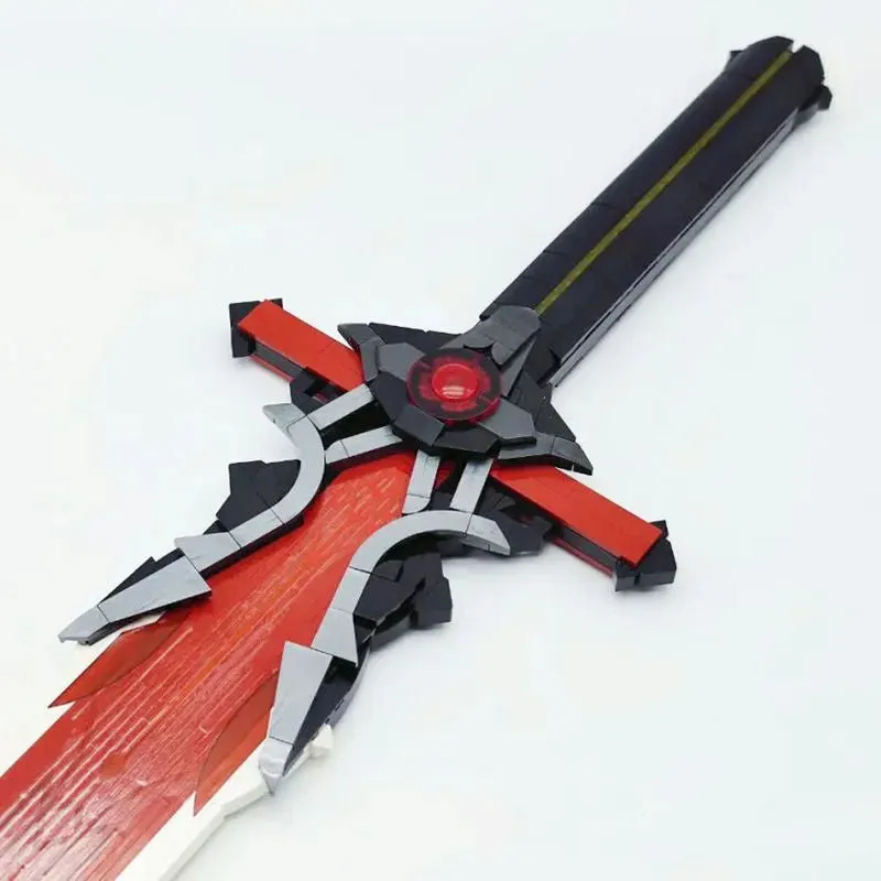 Japanese Anime Red Purple Sword Building Block