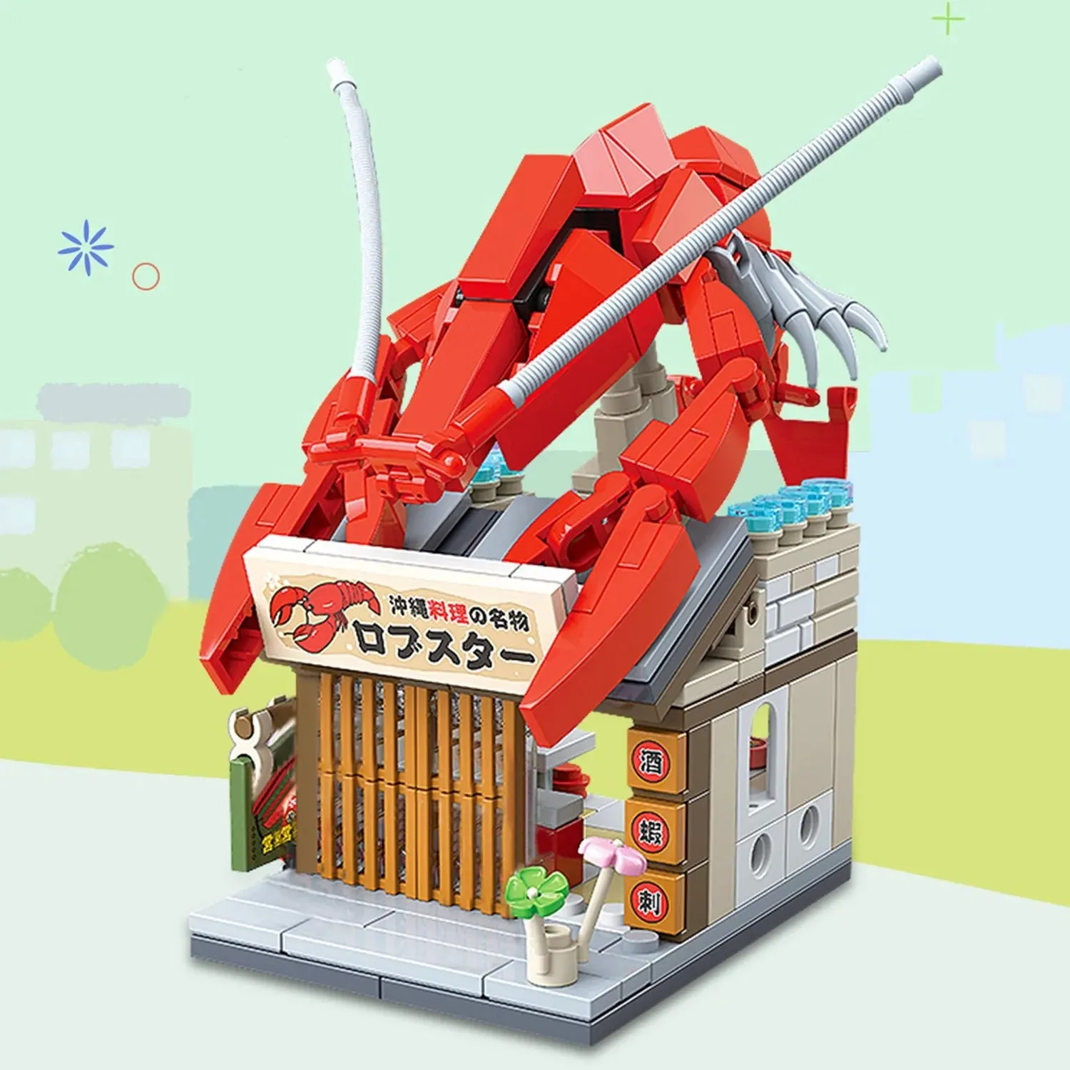 Japanese Seafood Street Stalls Micro Building Sets