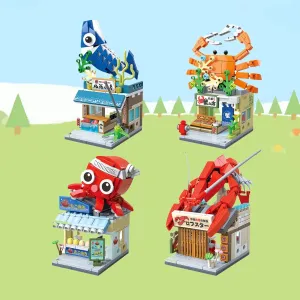 Japanese Seafood Street Stalls Micro Building Sets