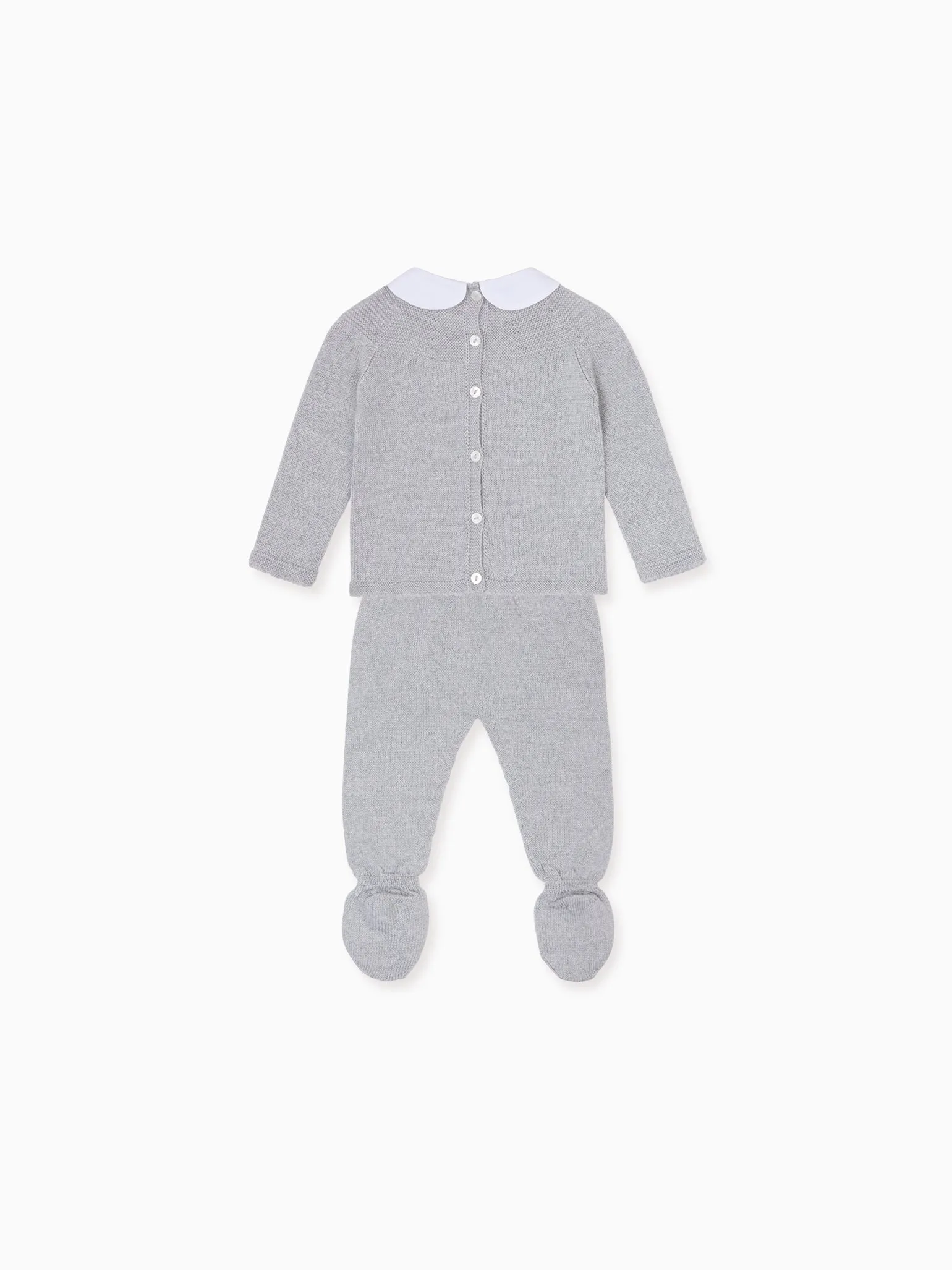 Light Grey Melange Florentina Merino Baby Girl Knitted Set