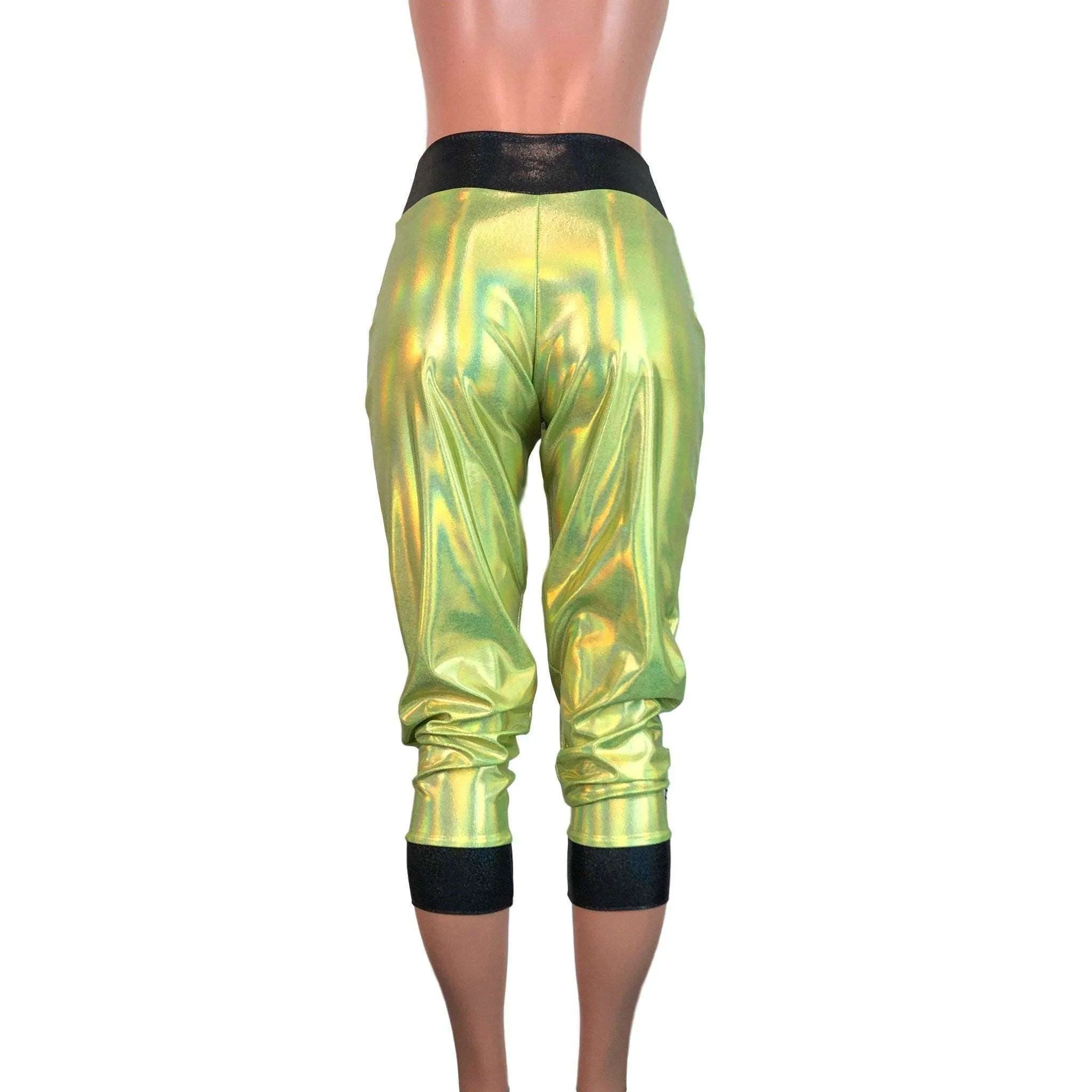 Lime W/ Black Holograph Joggers w/ Pockets Women's