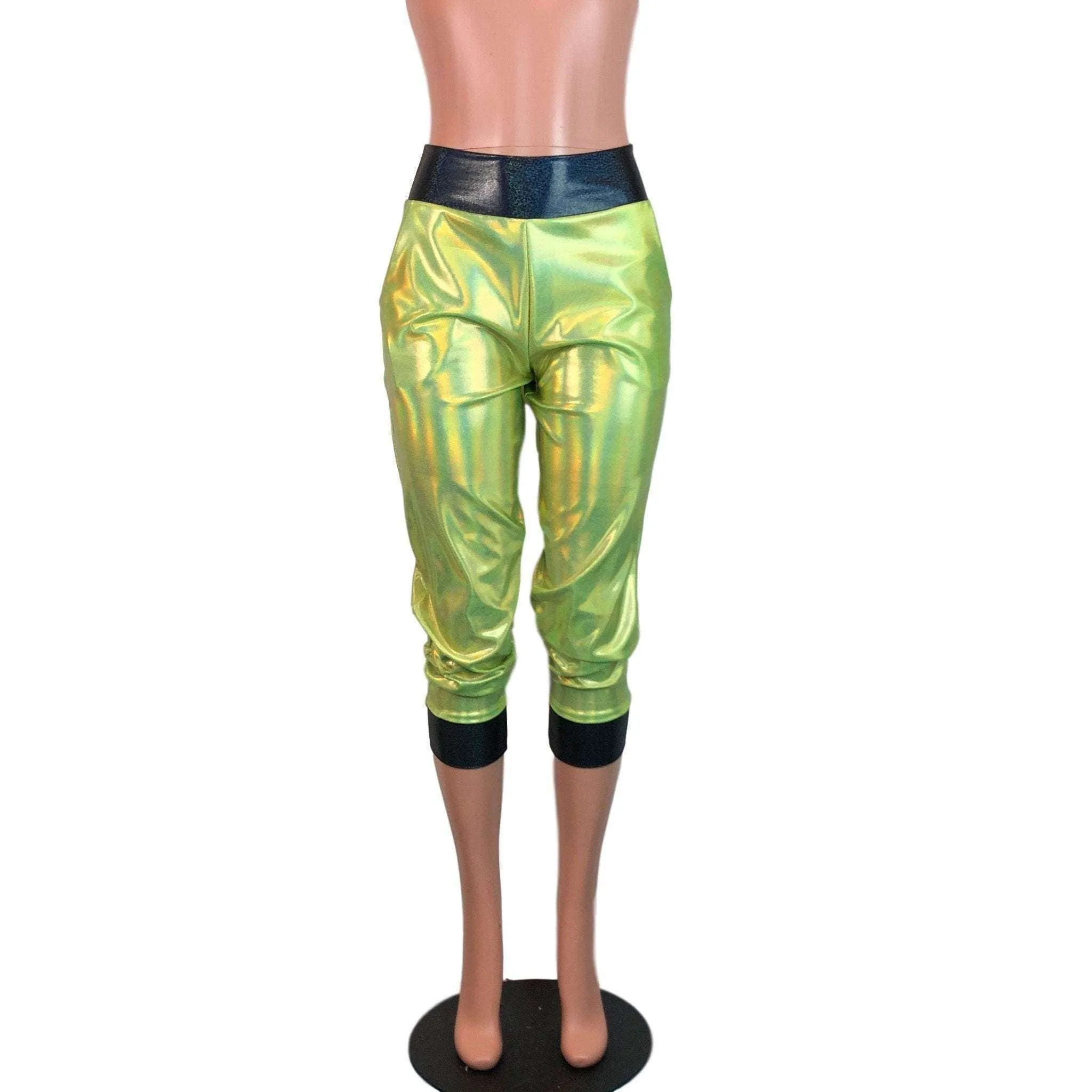 Lime W/ Black Holograph Joggers w/ Pockets Women's