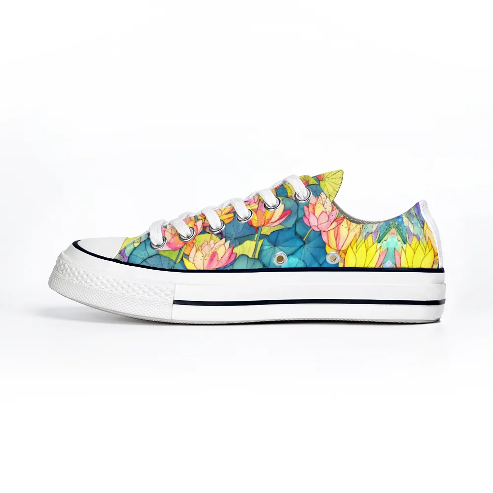 Lotus Flowers Collection - Classic Unisex Low Top Canvas Sneakers