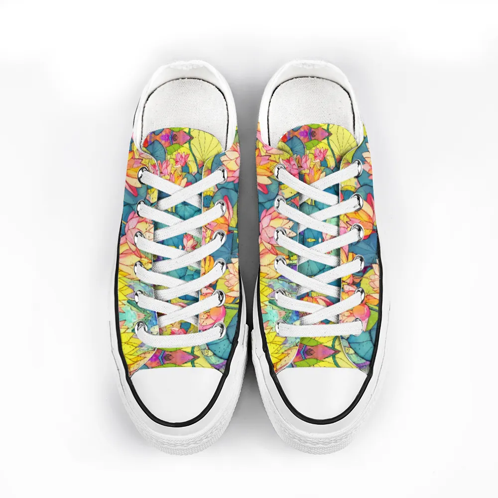 Lotus Flowers Collection - Classic Unisex Low Top Canvas Sneakers