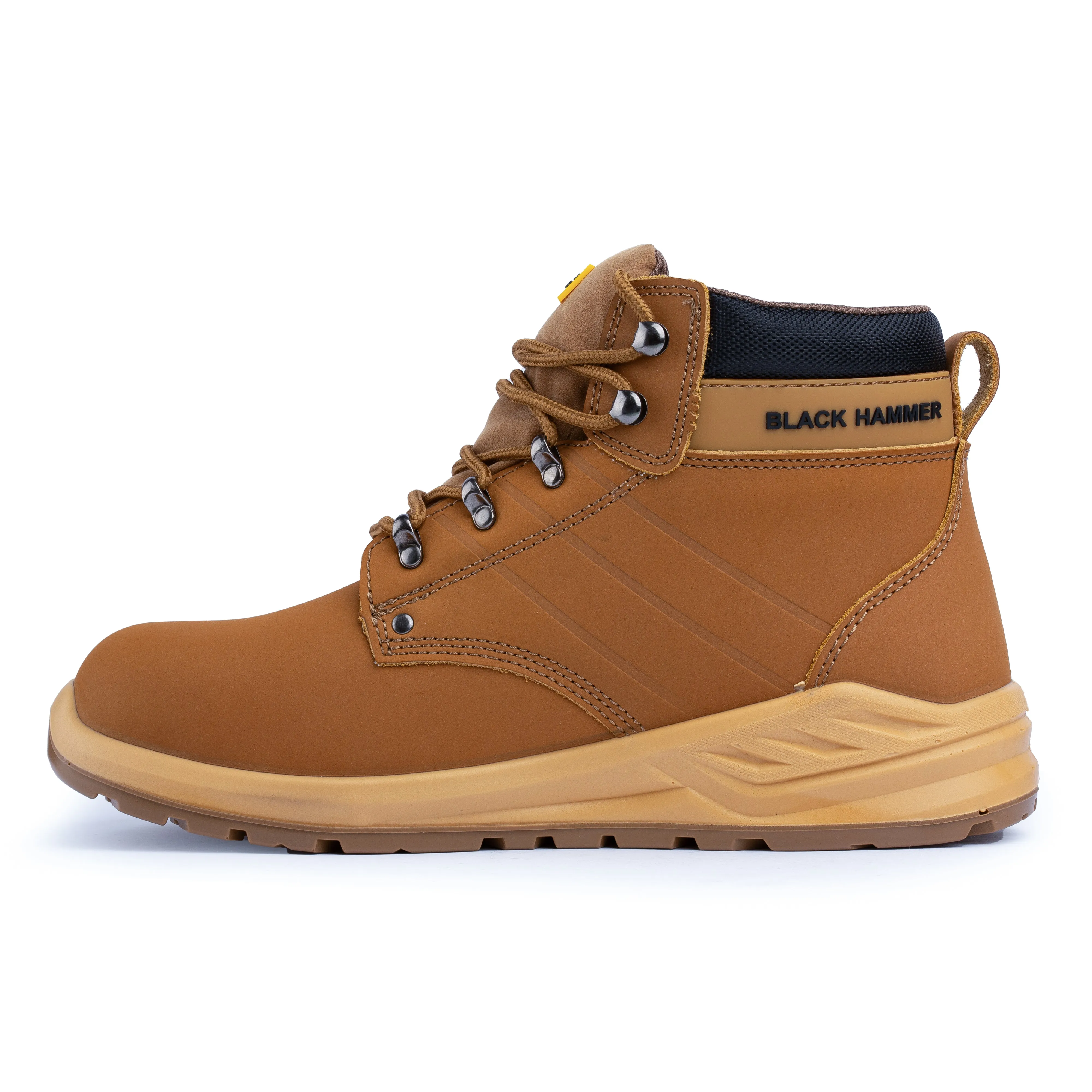 Mens Tan Safety Boots with Steel Toe Cap - Black Hammer 'George'