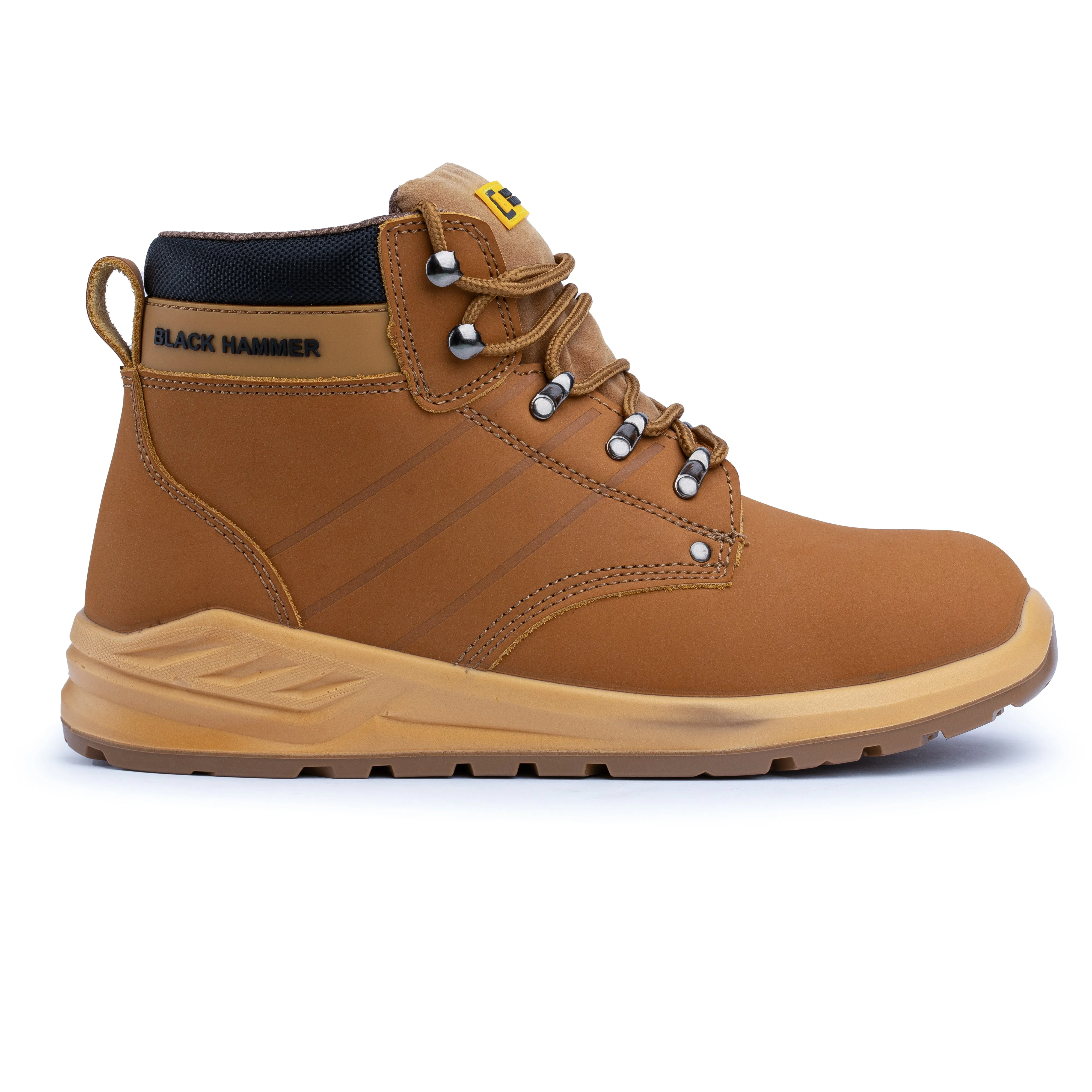 Mens Tan Safety Boots with Steel Toe Cap - Black Hammer 'George'