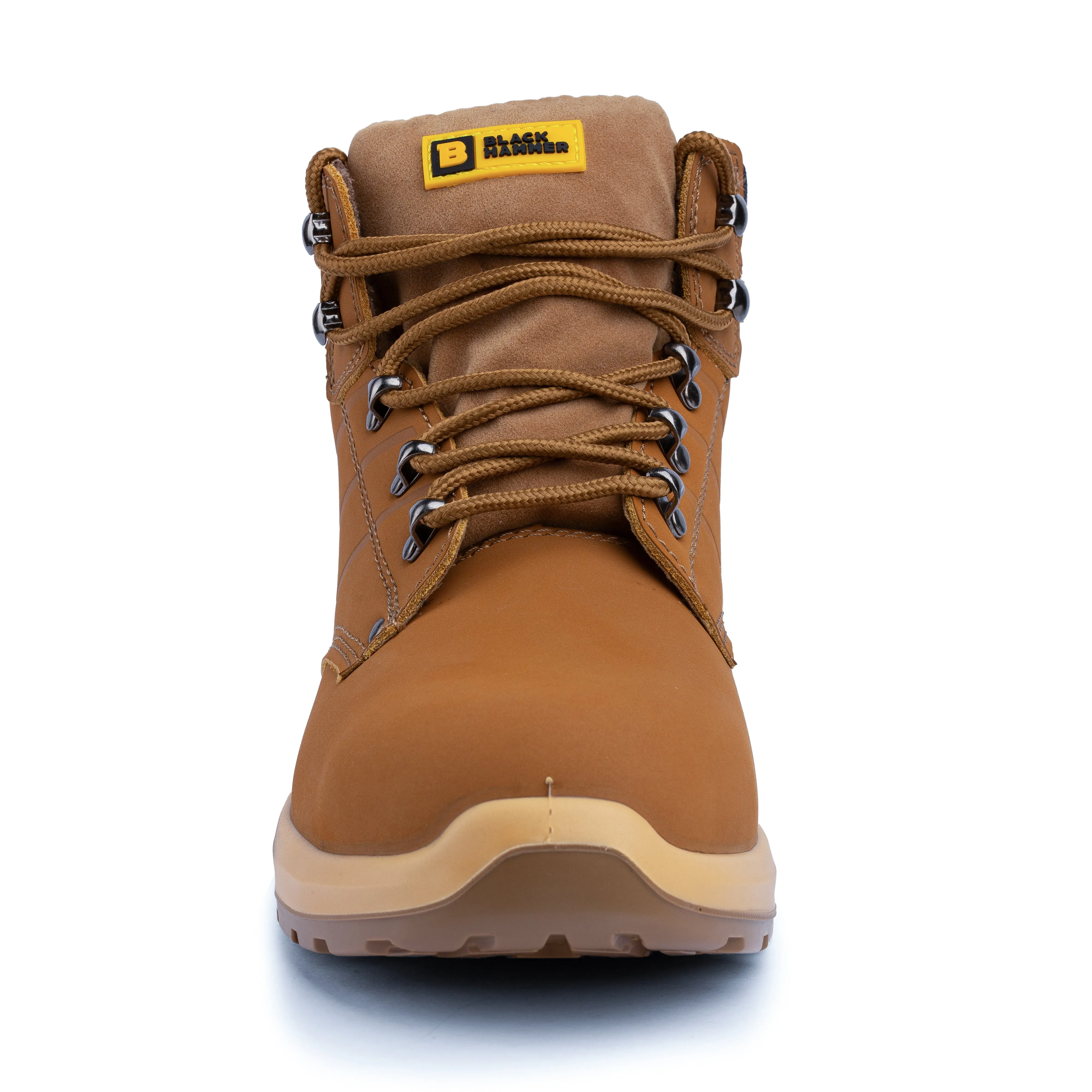 Mens Tan Safety Boots with Steel Toe Cap - Black Hammer 'George'