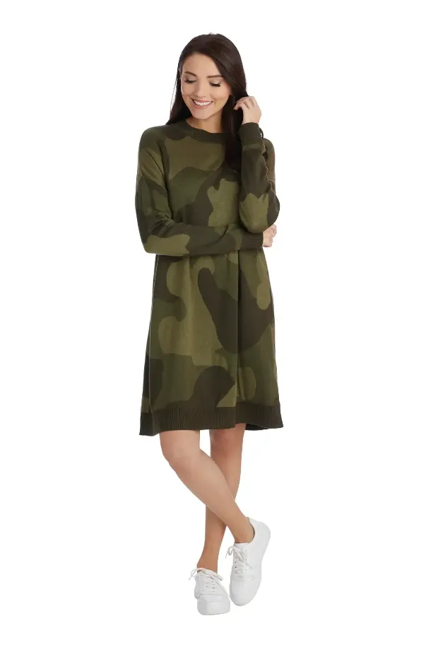 Mudpie Hathaway Camo Sweater Dress