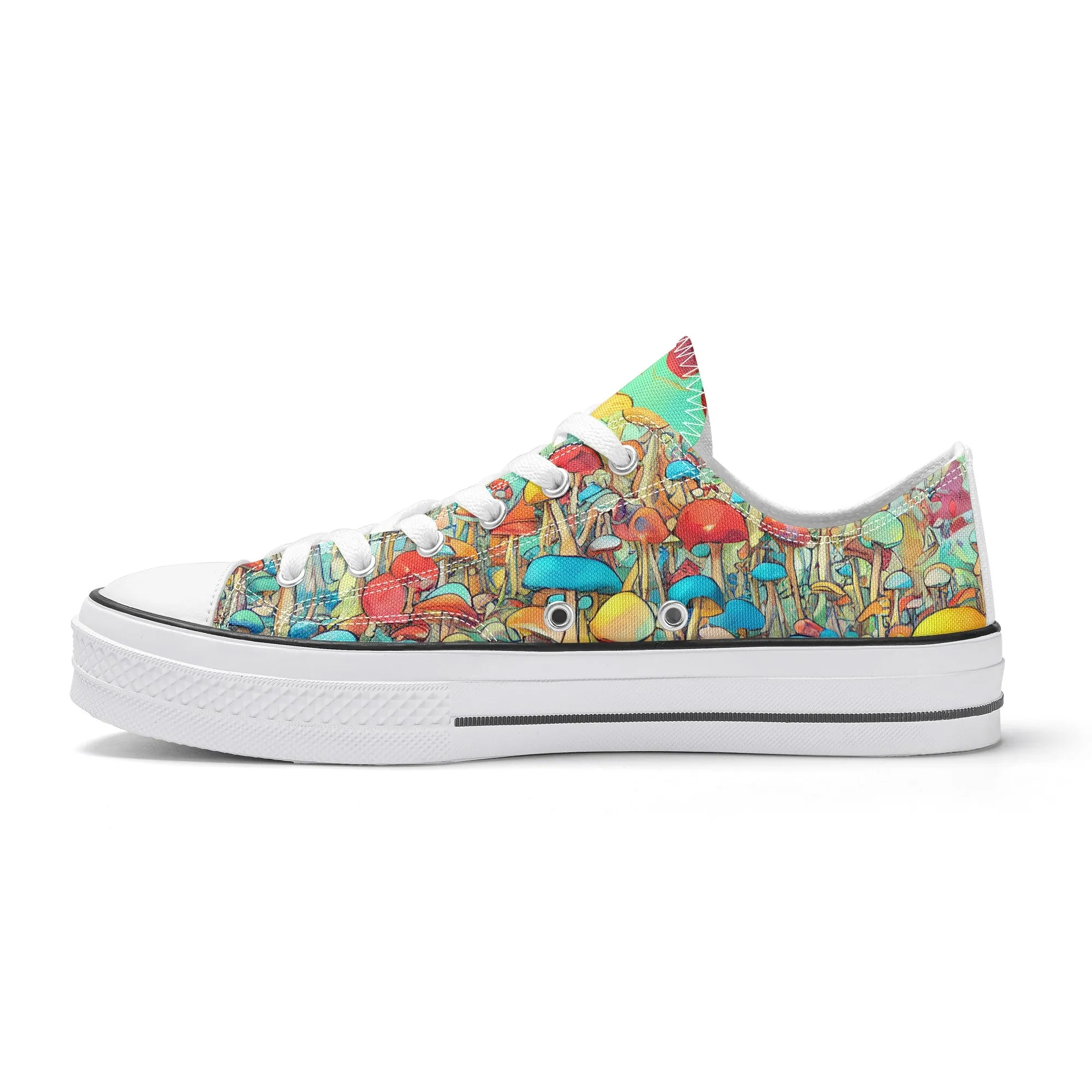 Mushroom Womens Low Top Shoes, Garden Classic Canvas Converse Sneakers.