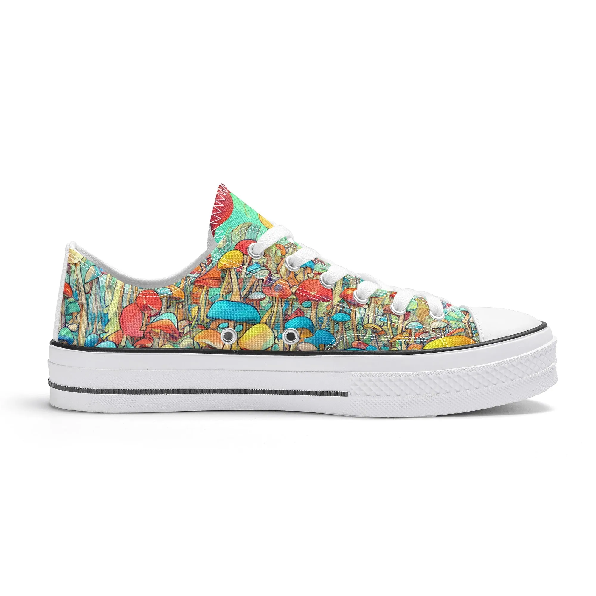 Mushroom Womens Low Top Shoes, Garden Classic Canvas Converse Sneakers.