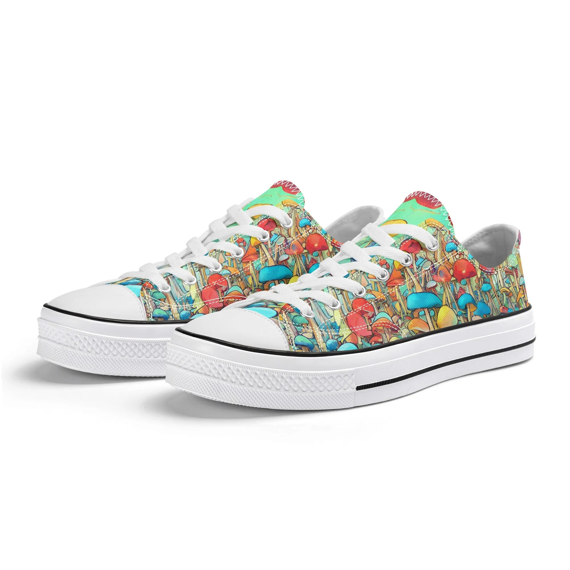 Mushroom Womens Low Top Shoes, Garden Classic Canvas Converse Sneakers.