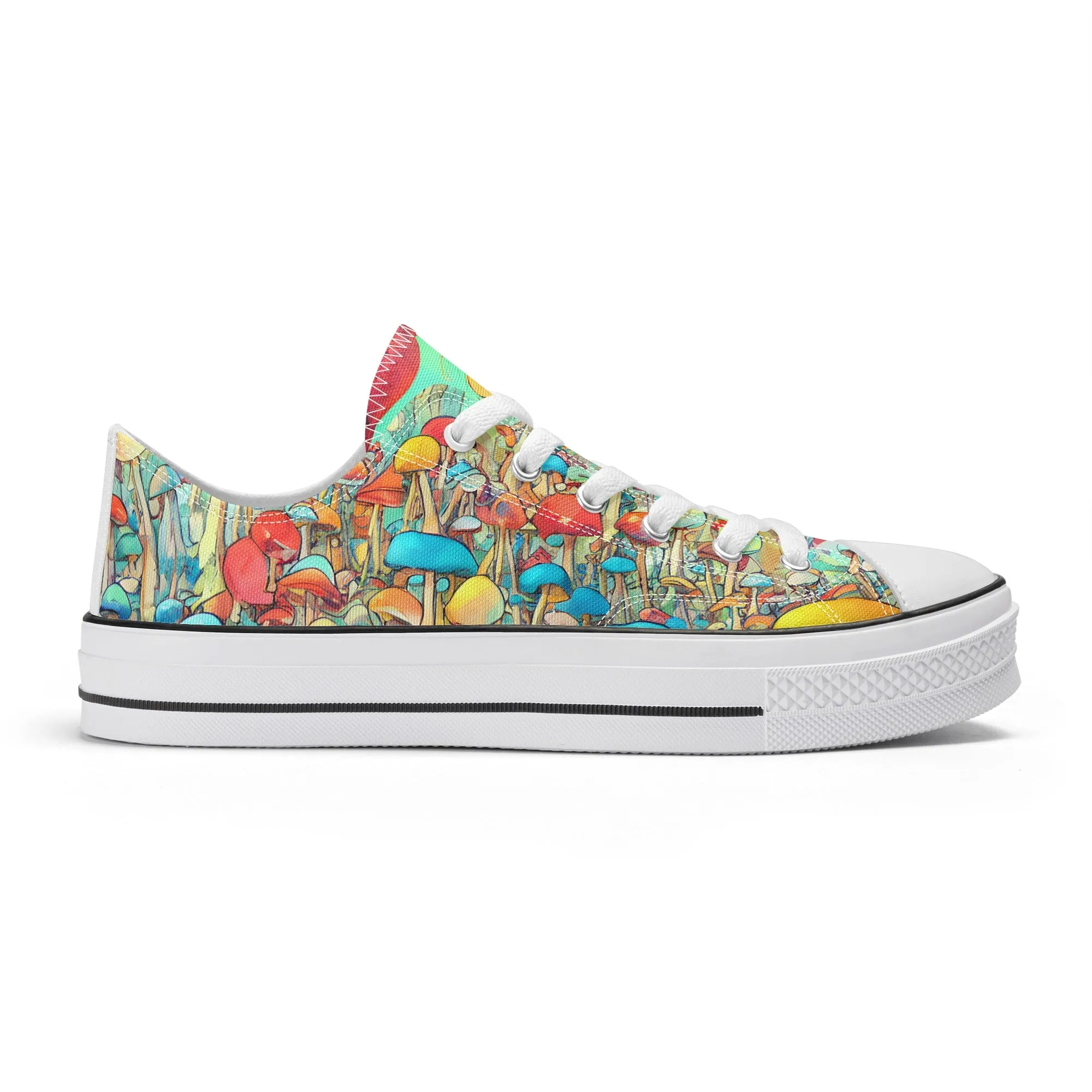 Mushroom Womens Low Top Shoes, Garden Classic Canvas Converse Sneakers.