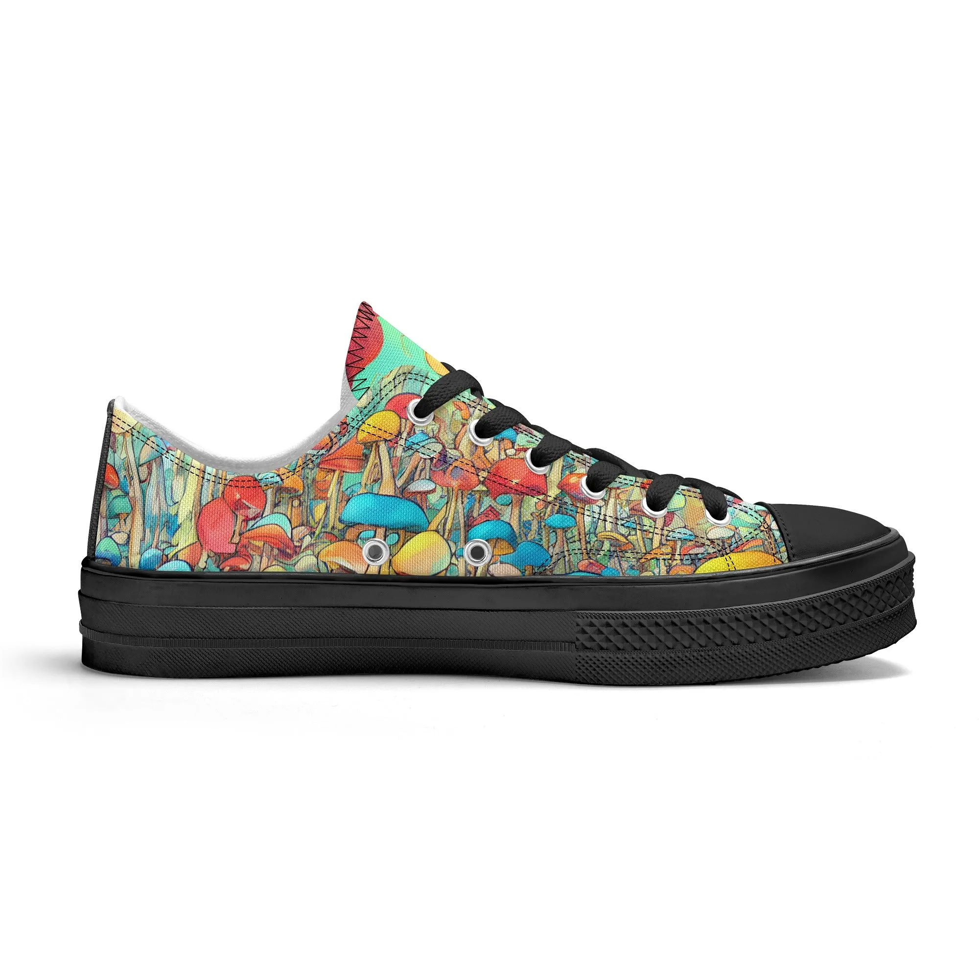 Mushroom Womens Low Top Shoes, Garden Classic Canvas Converse Sneakers.