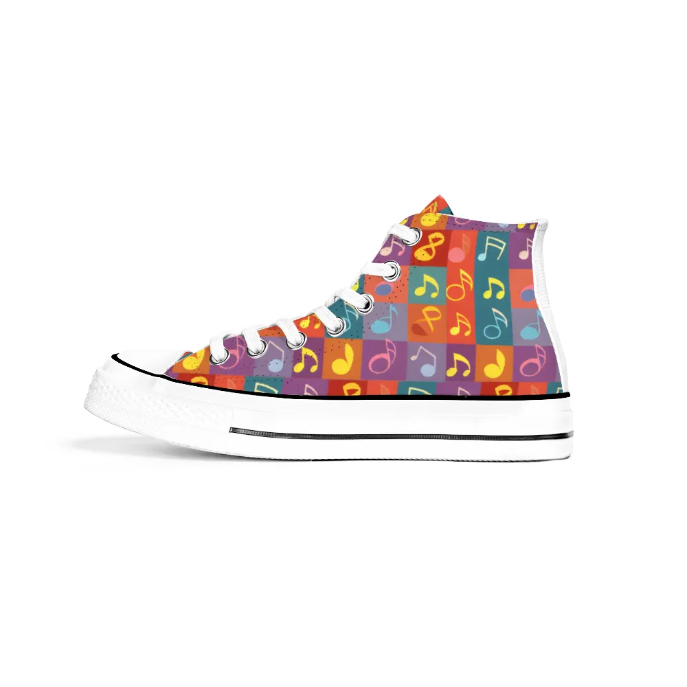 Musical Pattern Collection - Classic Unisex High Top Canvas Sneakers