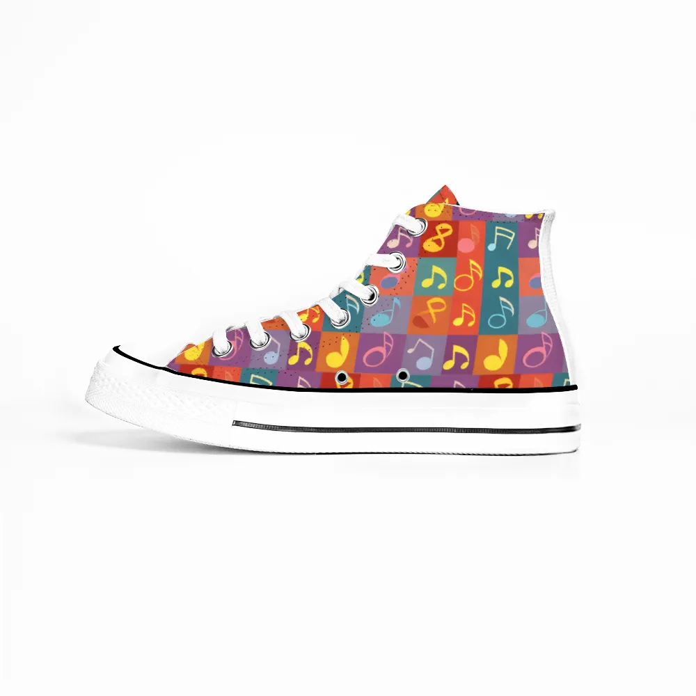 Musical Pattern Collection - Classic Unisex High Top Canvas Sneakers