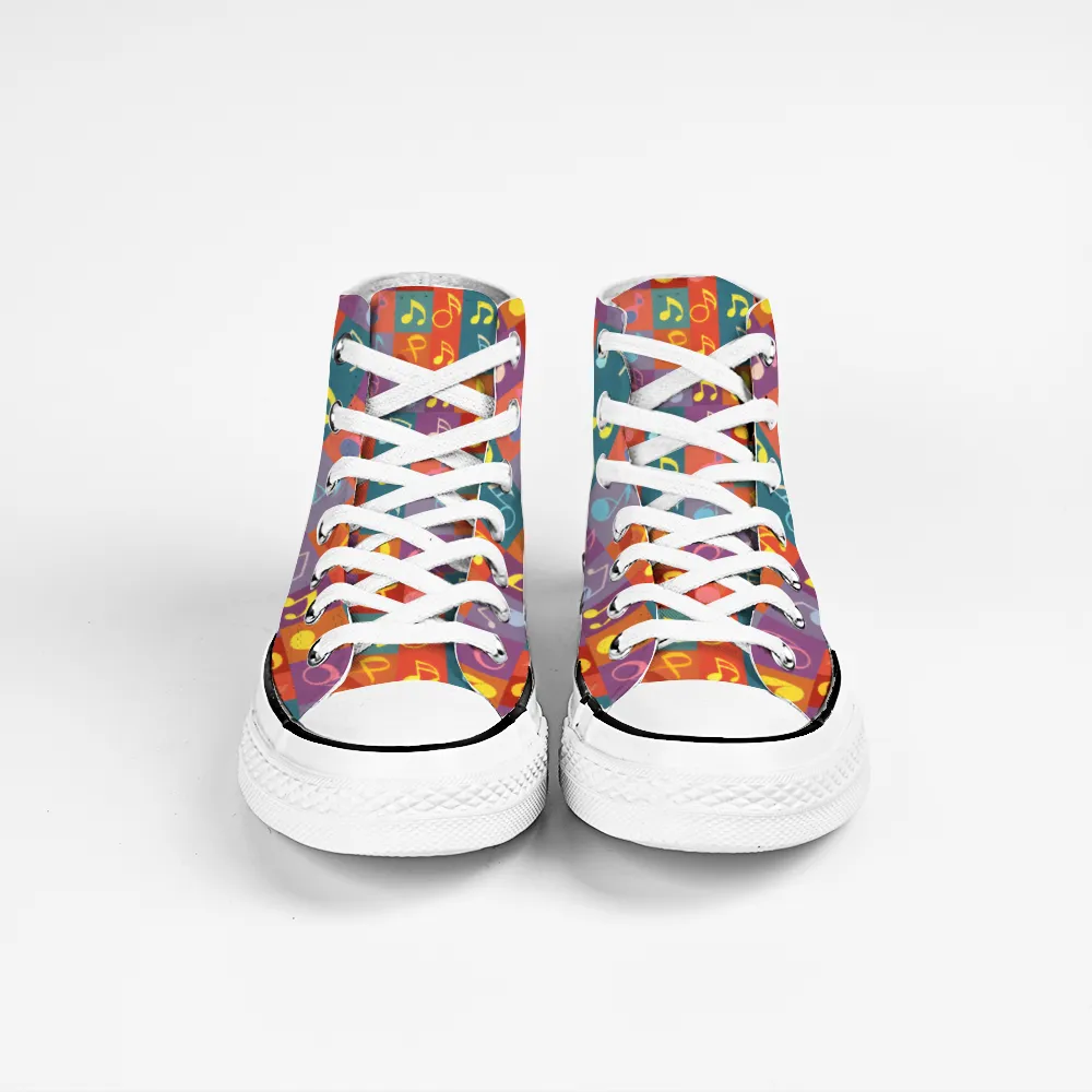 Musical Pattern Collection - Classic Unisex High Top Canvas Sneakers