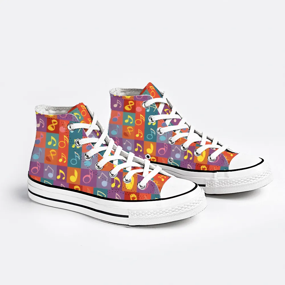 Musical Pattern Collection - Classic Unisex High Top Canvas Sneakers