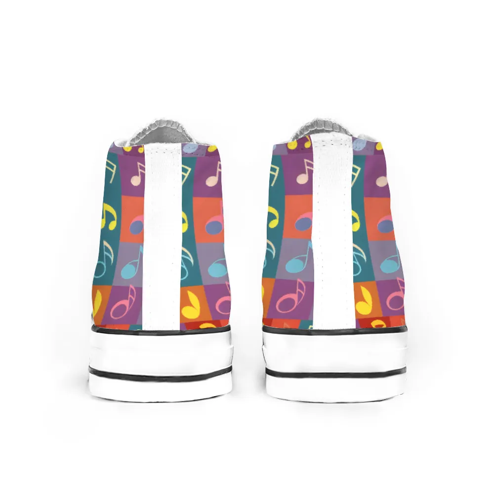 Musical Pattern Collection - Classic Unisex High Top Canvas Sneakers