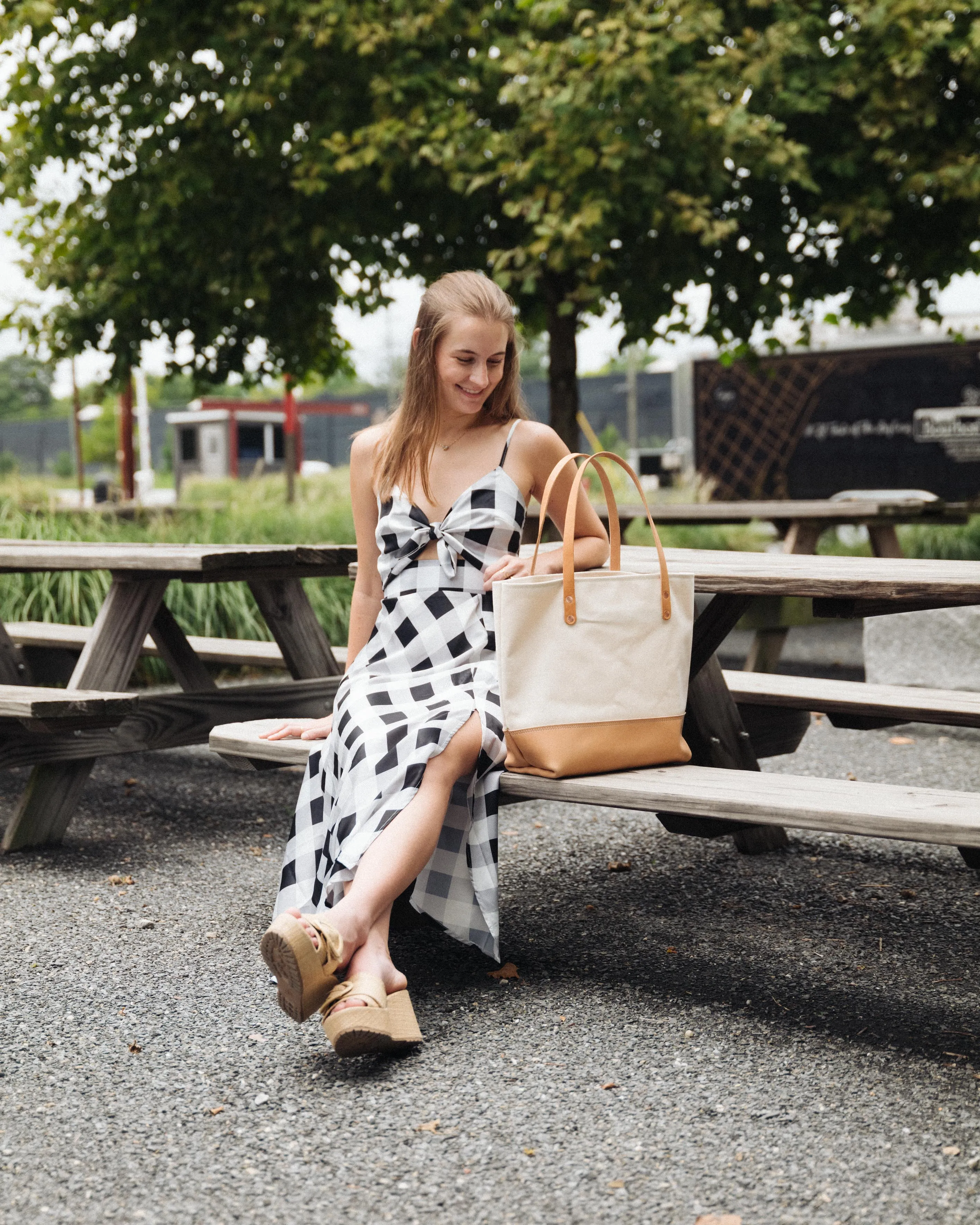 Natural Canvas Panel Tote