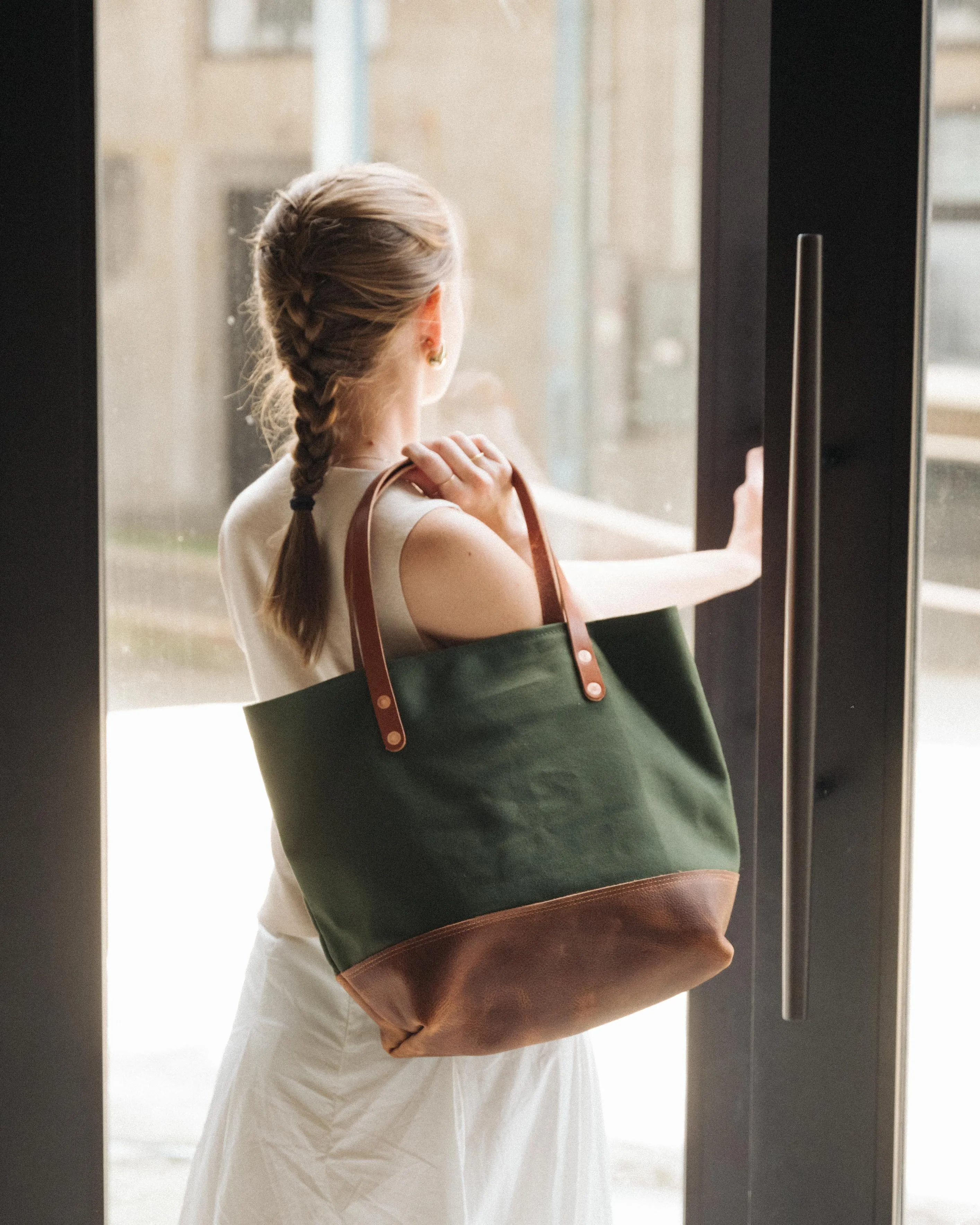 Natural Canvas Panel Tote