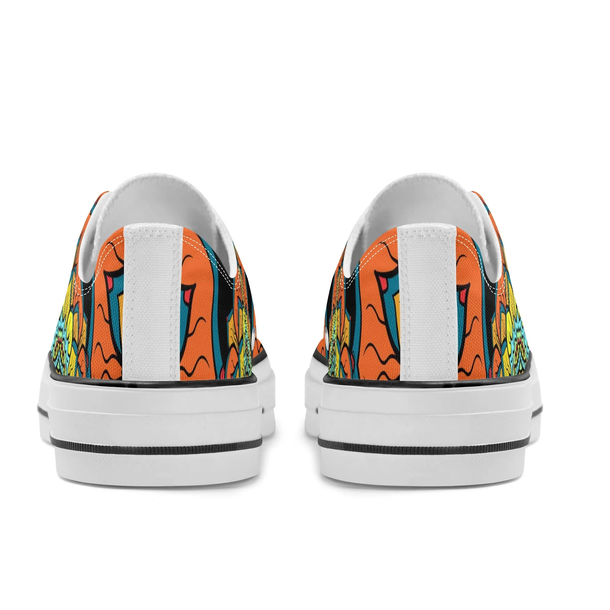 Orange, Yellow and Blue Mandala Pattern - Womens Classic Low Top Canvas Shoes for Footwear Lovers