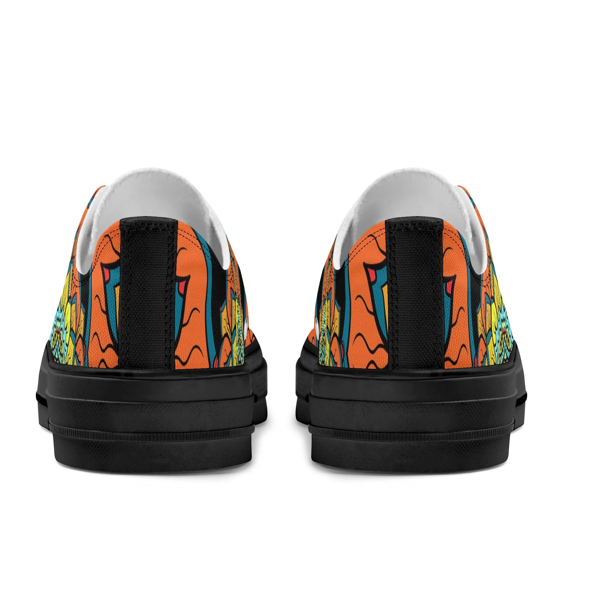 Orange, Yellow and Blue Mandala Pattern - Womens Classic Low Top Canvas Shoes for Footwear Lovers