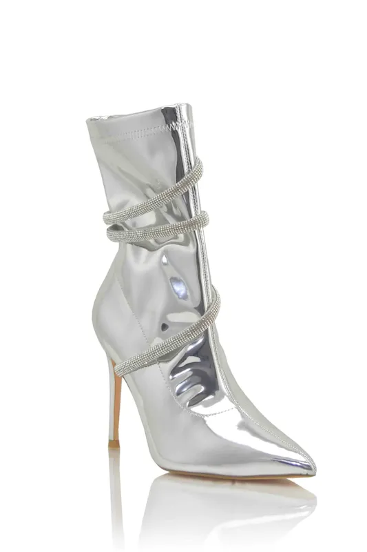 Over the Ankle Wrapped Rhinestone Bootie