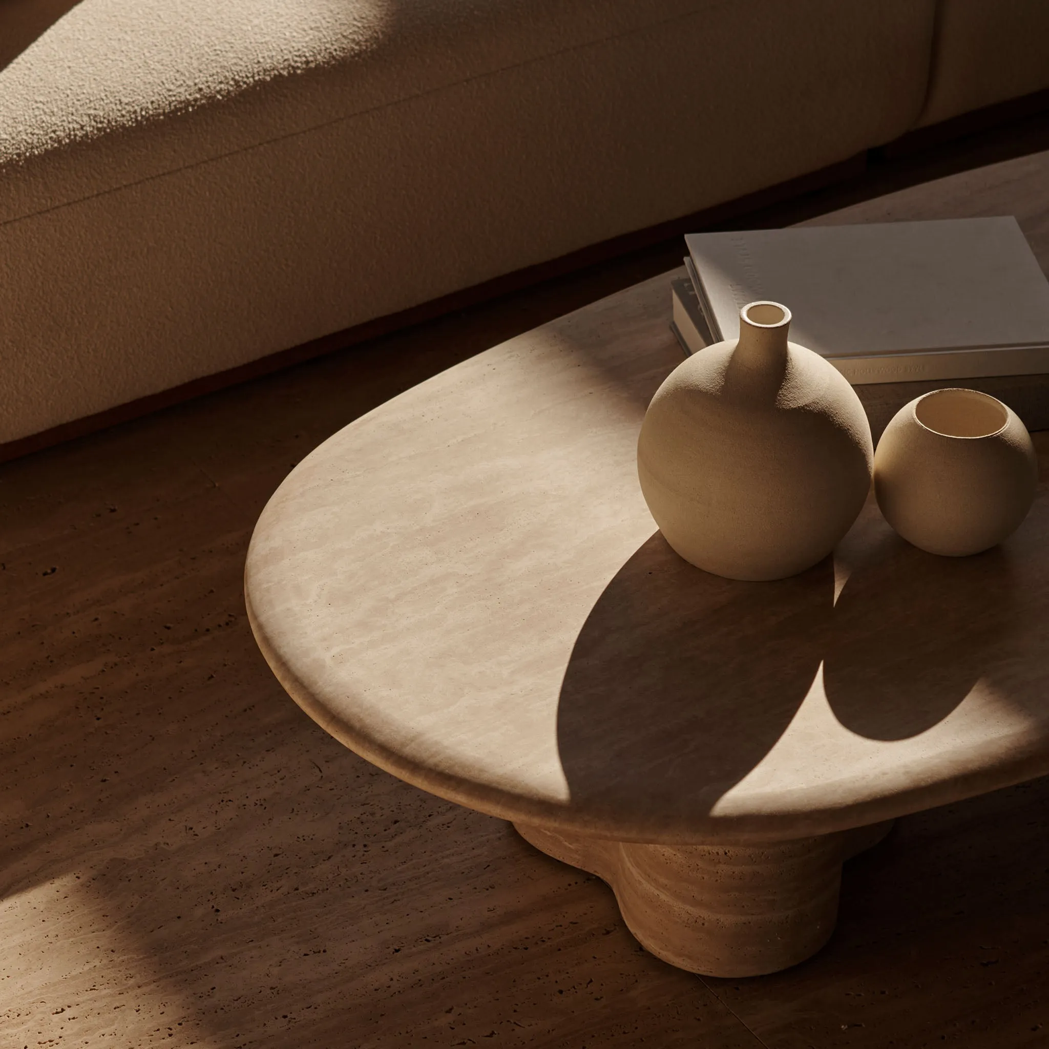 Porto Travertine Pill Coffee Table