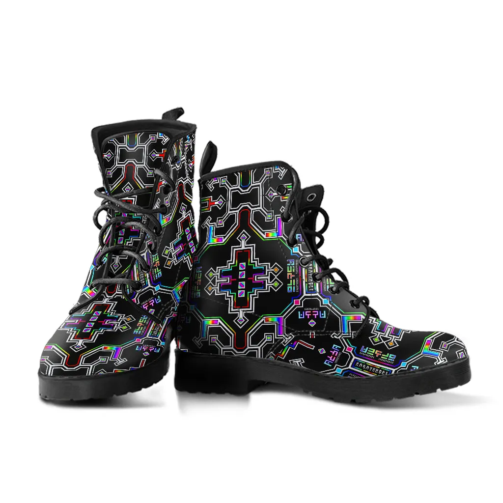 Prismatic Grid Leather Boots